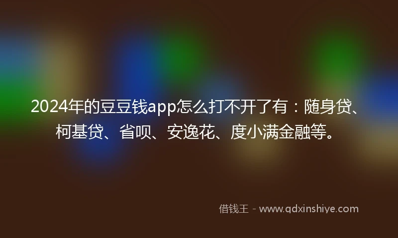 2024年的豆豆钱app怎么打不开了有：随身贷、柯基贷、省呗、安逸花、度小满金融等。
