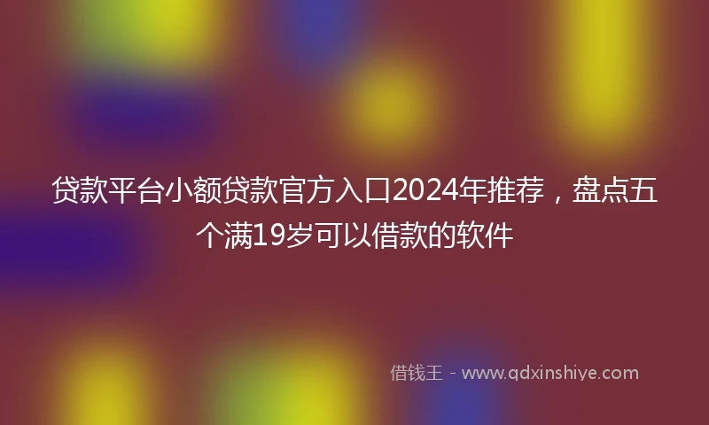 贷款平台小额贷款官方入口2024年推荐，盘点五个满19岁可以借款的软件