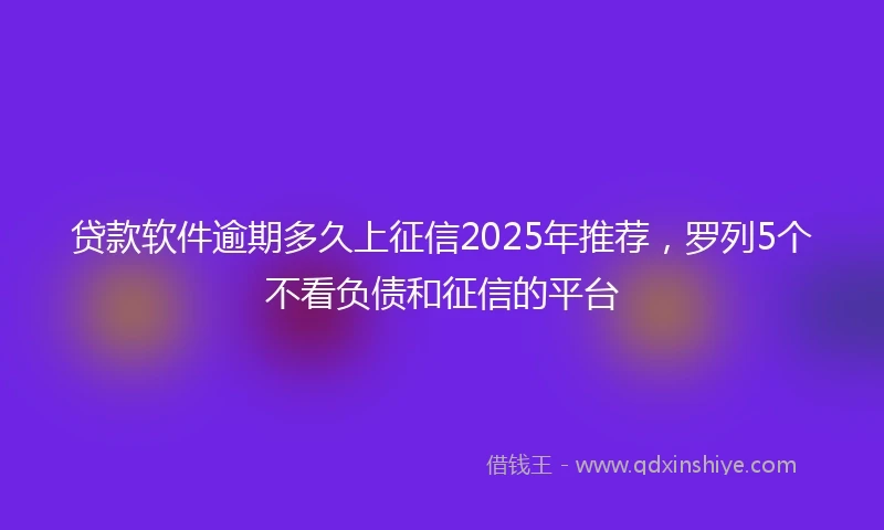 贷款软件逾期多久上征信2025年推荐，罗列5个不看负债和征信的平台