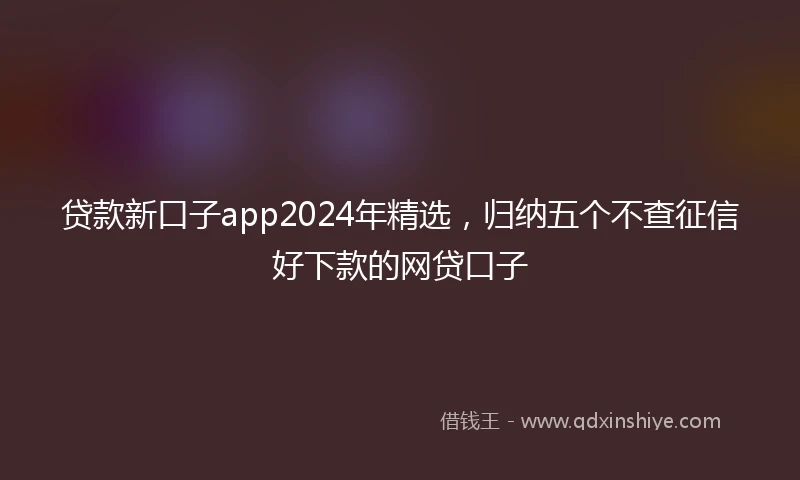 贷款新口子app2024年精选,归纳五个不查征信好下款的网贷口子
