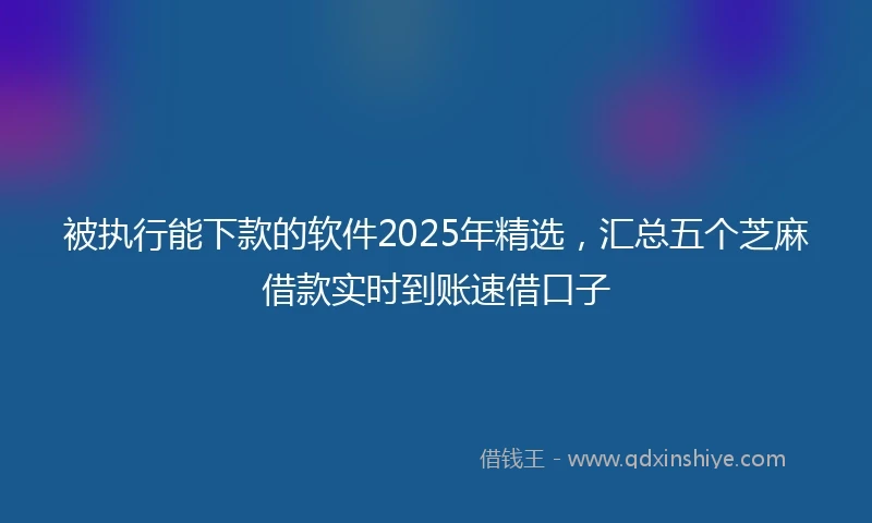 被执行能下款的软件2025年精选，汇总五个芝麻借款实时到账速借口子