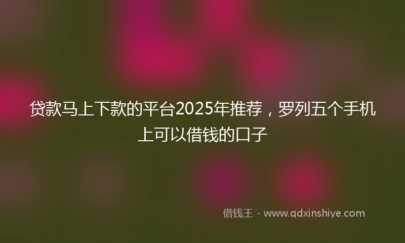 贷款马上下款的平台2025年推荐，罗列五个手机上可以借钱的口子