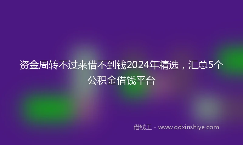 资金周转不过来借不到钱2024年精选，汇总5个公积金借钱平台