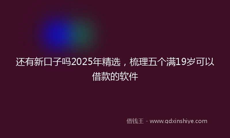还有新口子吗2025年精选，梳理五个满19岁可以借款的软件