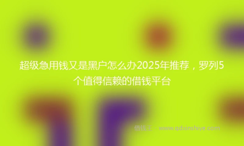 超级急用钱又是黑户怎么办2025年推荐，罗列5个值得信赖的借钱平台