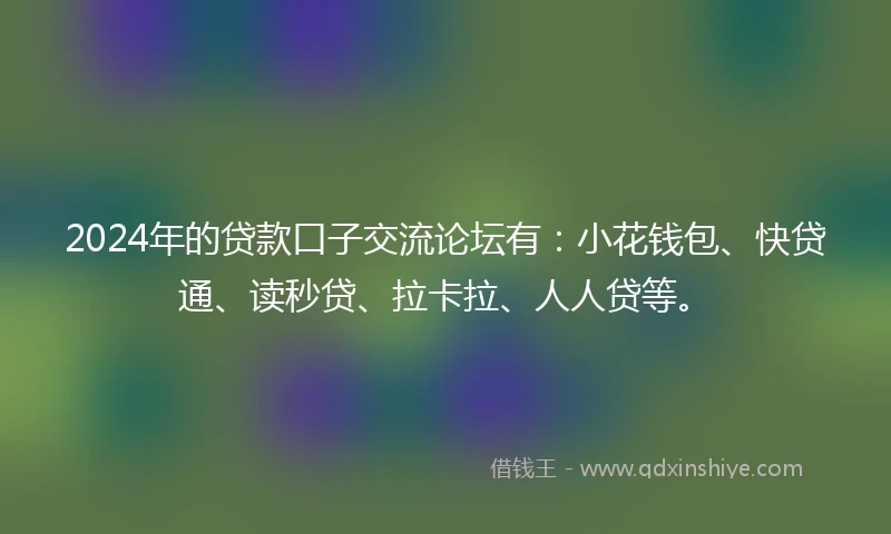 2024年的贷款口子交流论坛有：小花钱包、快贷通、读秒贷、拉卡拉、人人贷等。