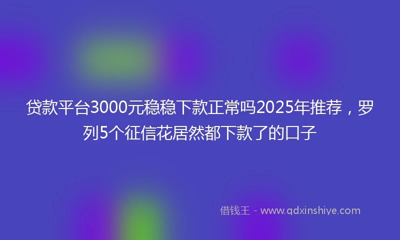 贷款平台3000元稳稳下款正常吗2025年推荐，罗列5个征信花居然都下款了的口子