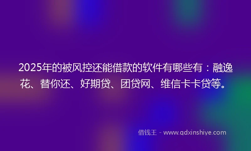 2025年的被风控还能借款的软件有哪些有：融逸花、替你还、好期贷、团贷网、维信卡卡贷等。