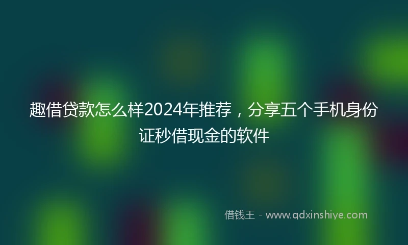 趣借贷款怎么样2024年推荐，分享五个手机身份证秒借现金的软件