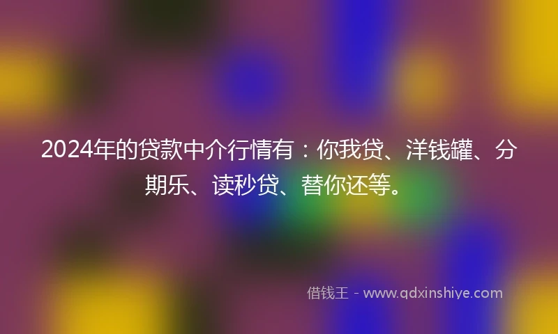 2024年的贷款中介行情有：你我贷、洋钱罐、分期乐、读秒贷、替你还等。