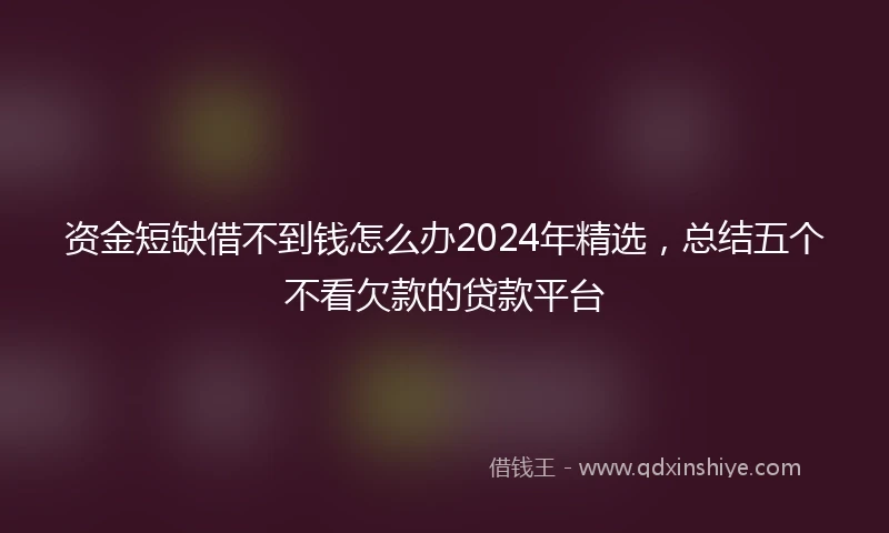 资金短缺借不到钱怎么办2024年精选,总结五个不看欠款的贷款平台