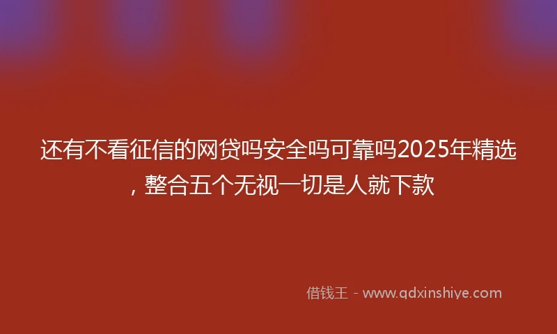 还有不看征信的网贷吗安全吗可靠吗2025年精选，整合五个无视一切是人就下款