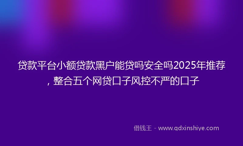 贷款平台小额贷款黑户能贷吗安全吗2025年推荐，整合五个网贷口子风控不严的口子