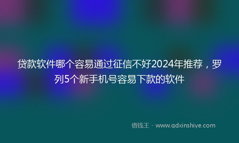 贷款软件哪个容易通过征信不好2024年推荐,罗列5个新手机号容易下款的软件