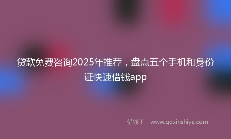贷款免费咨询2025年推荐，盘点五个手机和身份证快速借钱app