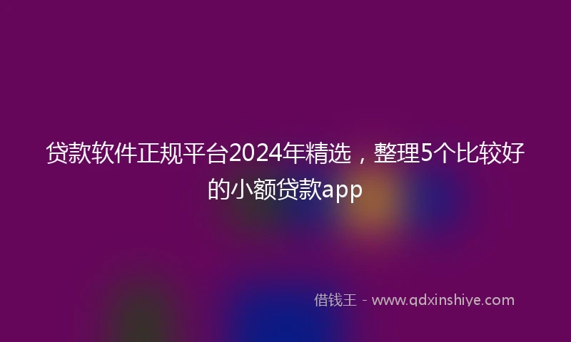贷款软件正规平台2024年精选，整理5个比较好的小额贷款app