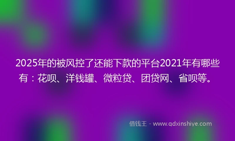 2025年的被风控了还能下款的平台2021年有哪些有：花呗、洋钱罐、微粒贷、团贷网、省呗等。