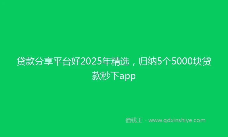贷款分享平台好2025年精选，归纳5个5000块贷款秒下app