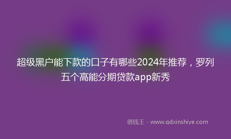 超级黑户能下款的口子有哪些2024年推荐，罗列五个高能分期贷款app新秀