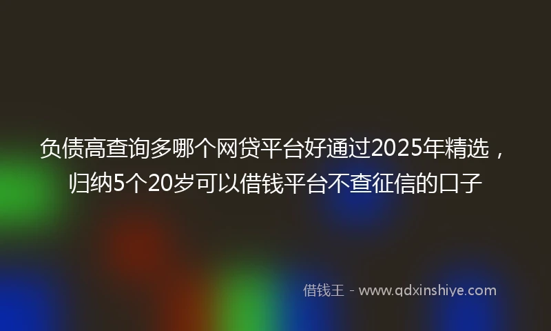 负债高查询多哪个网贷平台好通过2025年精选，归纳5个20岁可以借钱平台不查征信的口子