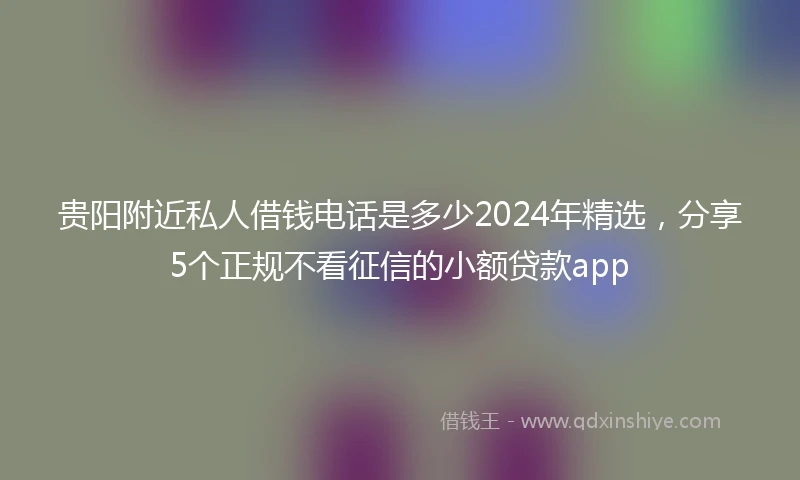 贵阳附近私人借钱电话是多少2024年精选，分享5个正规不看征信的小额贷款app