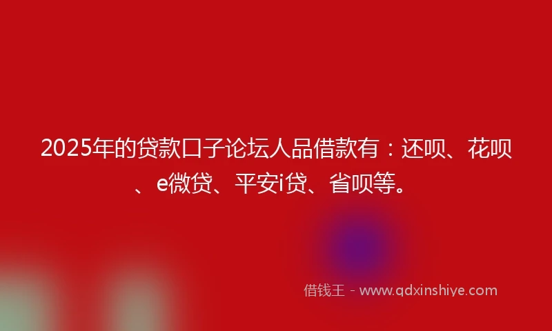 2025年的贷款口子论坛人品借款有：还呗、花呗、e微贷、平安i贷、省呗等。