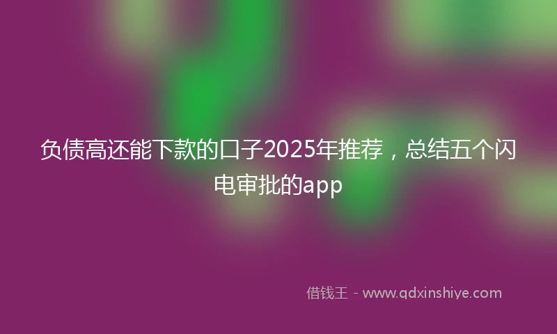 负债高还能下款的口子2025年推荐，总结五个闪电审批的app