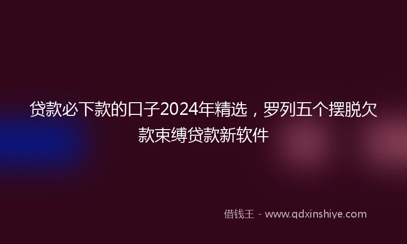 贷款必下款的口子2024年精选，罗列五个摆脱欠款束缚贷款新软件