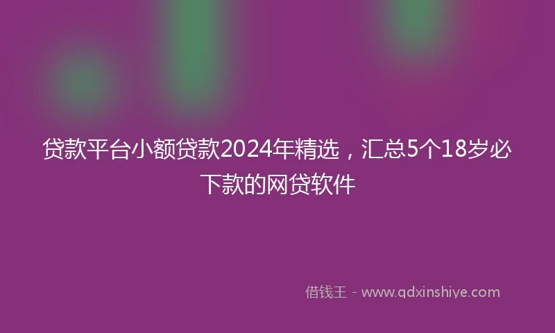 贷款平台小额贷款2024年精选，汇总5个18岁必下款的网贷软件