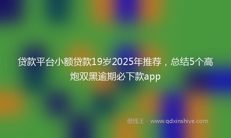 贷款平台小额贷款19岁2025年推荐，总结5个高炮双黑逾期必下款app