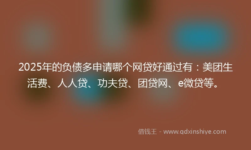 2025年的负债多申请哪个网贷好通过有：美团生活费、人人贷、功夫贷、团贷网、e微贷等。