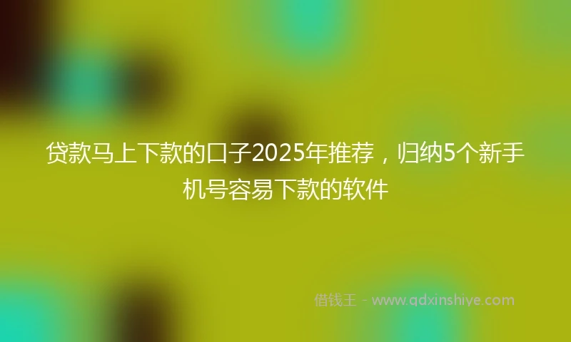 贷款马上下款的口子2025年推荐，归纳5个新手机号容易下款的软件