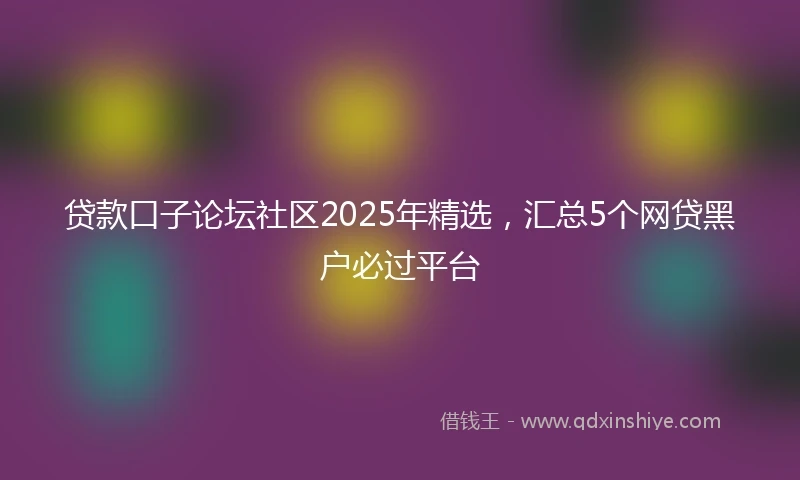 贷款口子论坛社区2025年精选，汇总5个网贷黑户必过平台