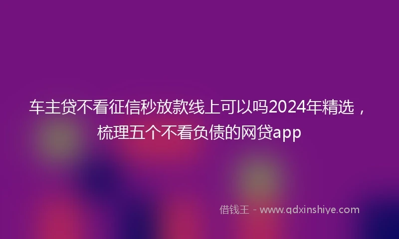 车主贷不看征信秒放款线上可以吗2024年精选，梳理五个不看负债的网贷app