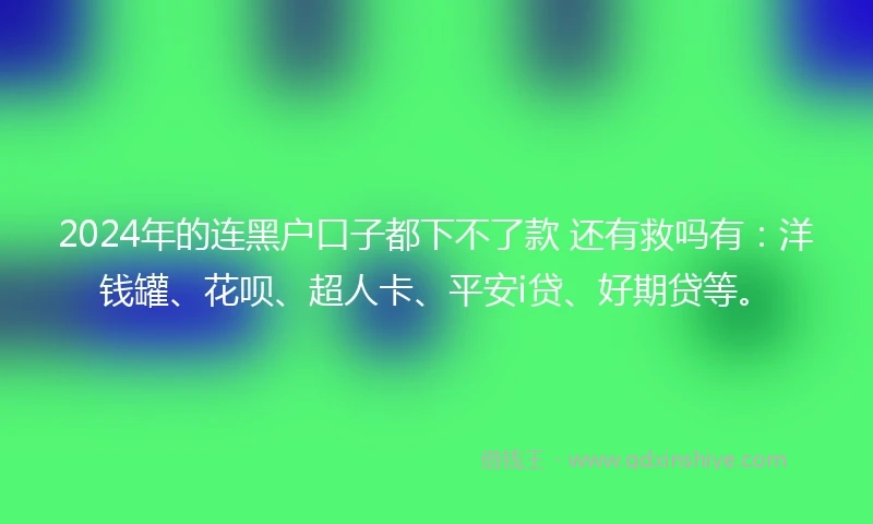 2024年的连黑户口子都下不了款 还有救吗有：洋钱罐、花呗、超人卡、平安i贷、好期贷等。