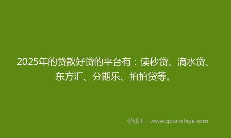 2025年的贷款好贷的平台有：读秒贷、滴水贷、东方汇、分期乐、拍拍贷等。