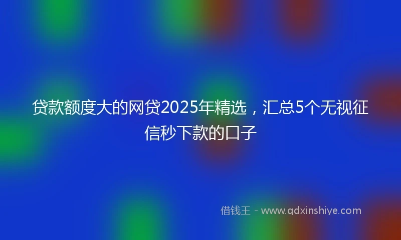 贷款额度大的网贷2025年精选,汇总5个无视征信秒下款的口子