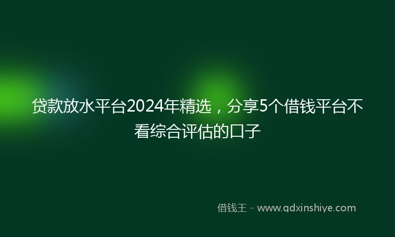 贷款放水平台2024年精选,分享5个借钱平台不看综合评估的口子