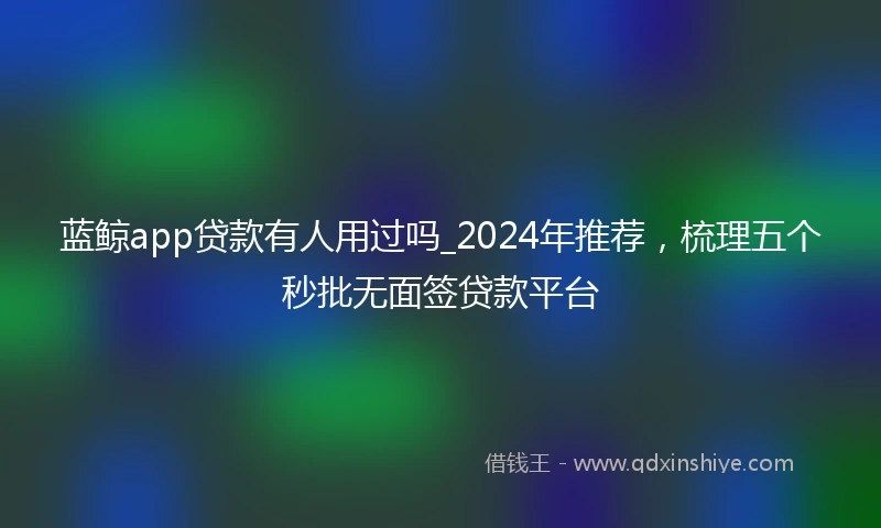 蓝鲸app贷款有人用过吗_2024年推荐，梳理五个秒批无面签贷款平台