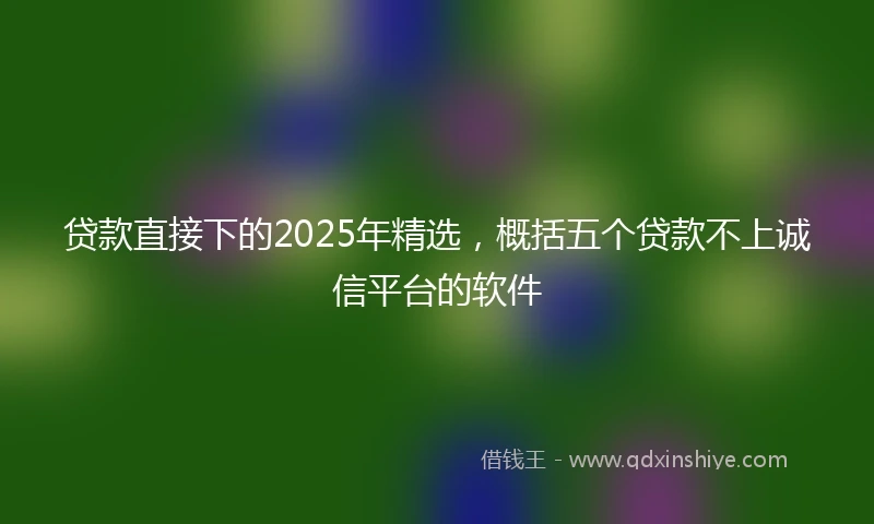 贷款直接下的2025年精选，概括五个贷款不上诚信平台的软件