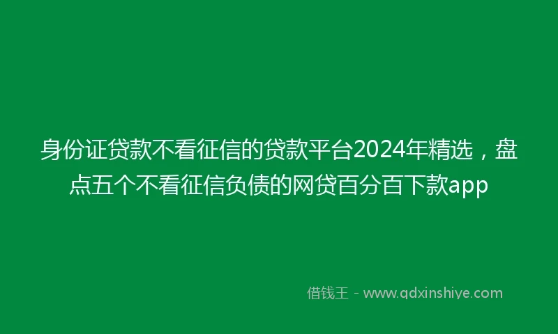 身份证贷款不看征信的贷款平台2024年精选，盘点五个不看征信负债的网贷百分百下款app