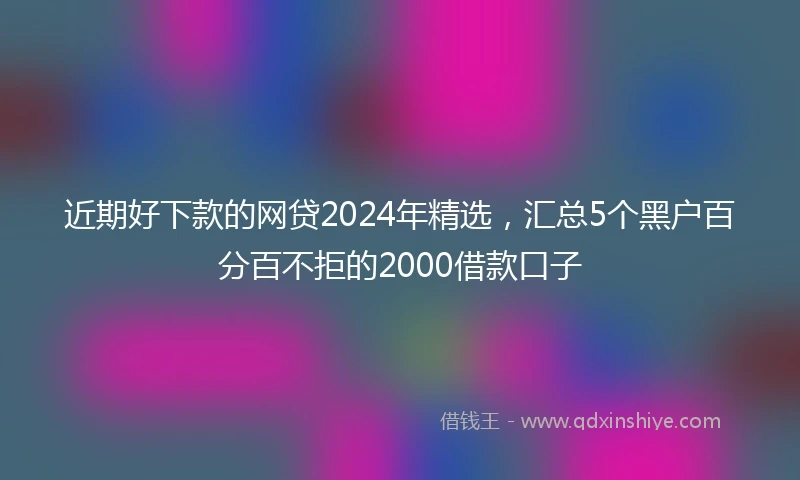 近期好下款的网贷2024年精选，汇总5个黑户百分百不拒的2000借款口子