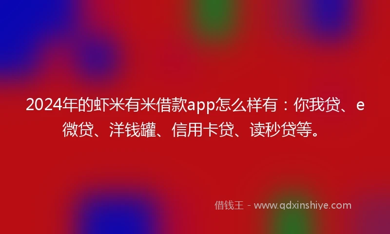 2024年的虾米有米借款app怎么样有：你我贷、e微贷、洋钱罐、信用卡贷、读秒贷等。