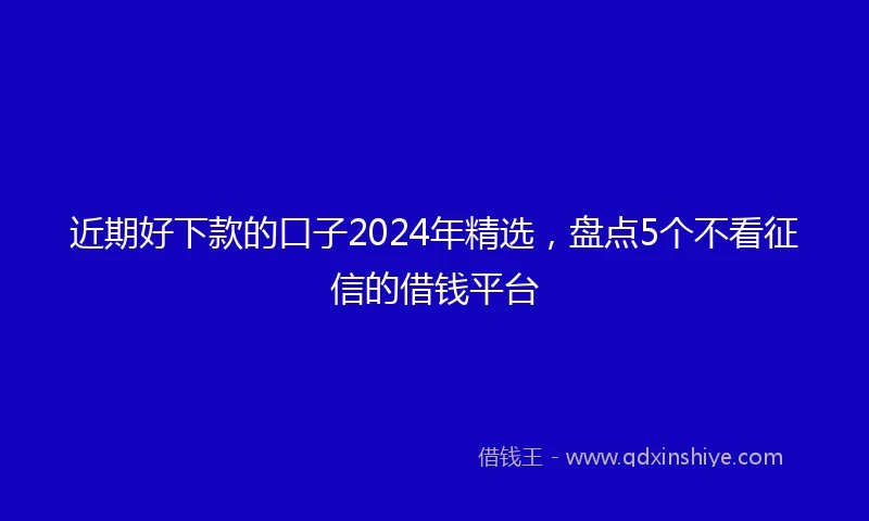 近期好下款的口子2024年精选，盘点5个不看征信的借钱平台