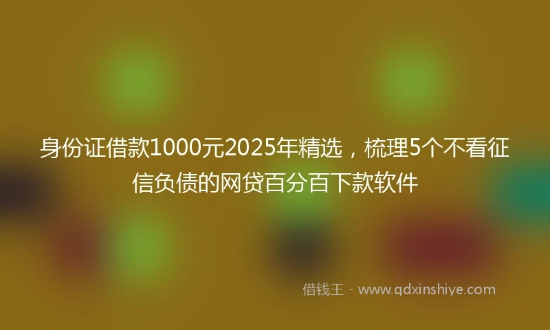 身份证借款1000元2025年精选,梳理5个不看征信负债的网贷百分百下款软件