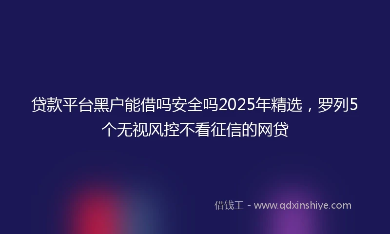 贷款平台黑户能借吗安全吗2025年精选，罗列5个无视风控不看征信的网贷