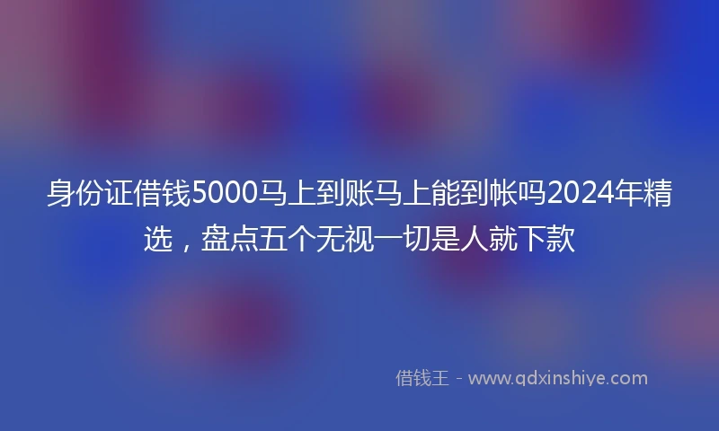 身份证借钱5000马上到账马上能到帐吗2024年精选，盘点五个无视一切是人就下款
