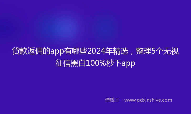 贷款返佣的app有哪些2024年精选，整理5个无视征信黑白100%秒下app