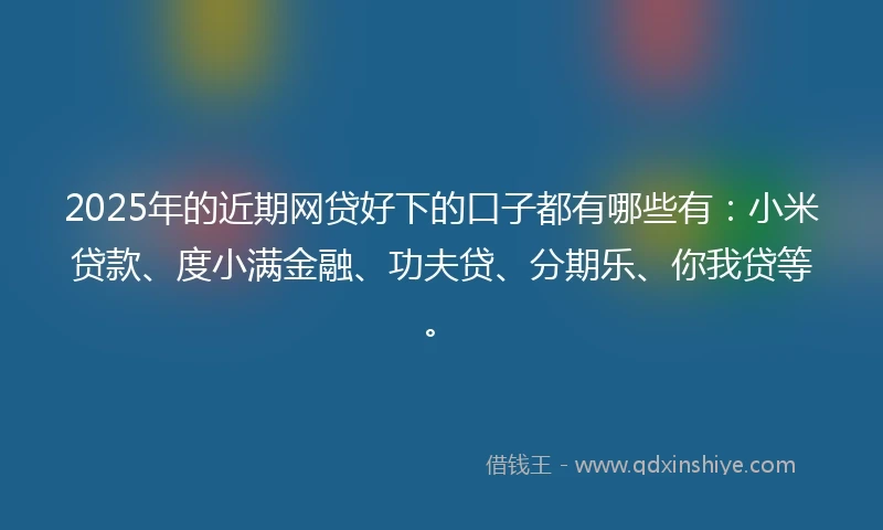 2025年的近期网贷好下的口子都有哪些有：小米贷款、度小满金融、功夫贷、分期乐、你我贷等。