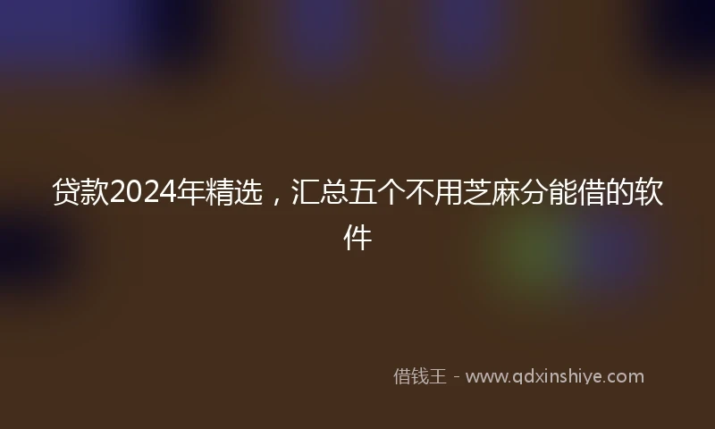 贷款2024年精选，汇总五个不用芝麻分能借的软件